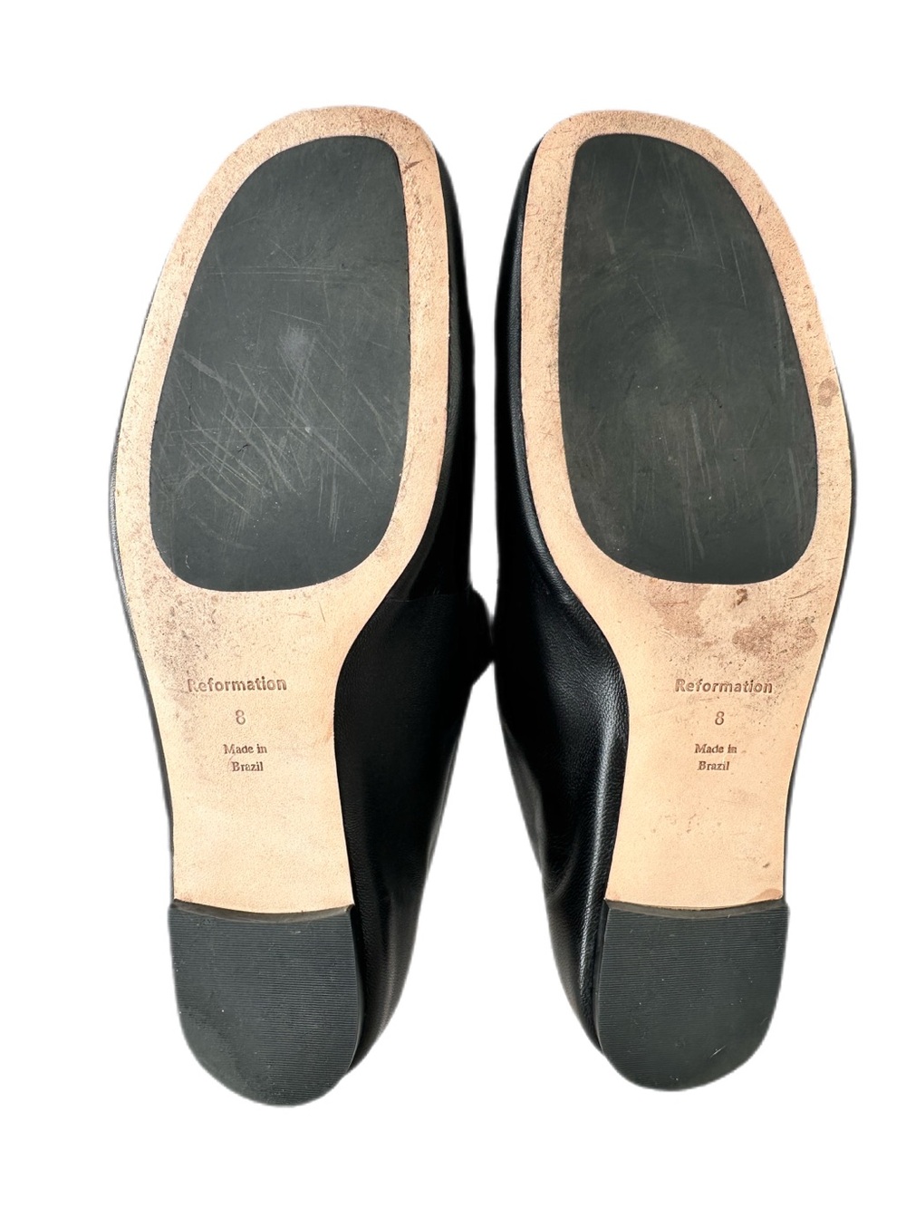Reformation Bethany Black Leather Mary Jane Ballet Flats Size 8 - Picture 5 of 5